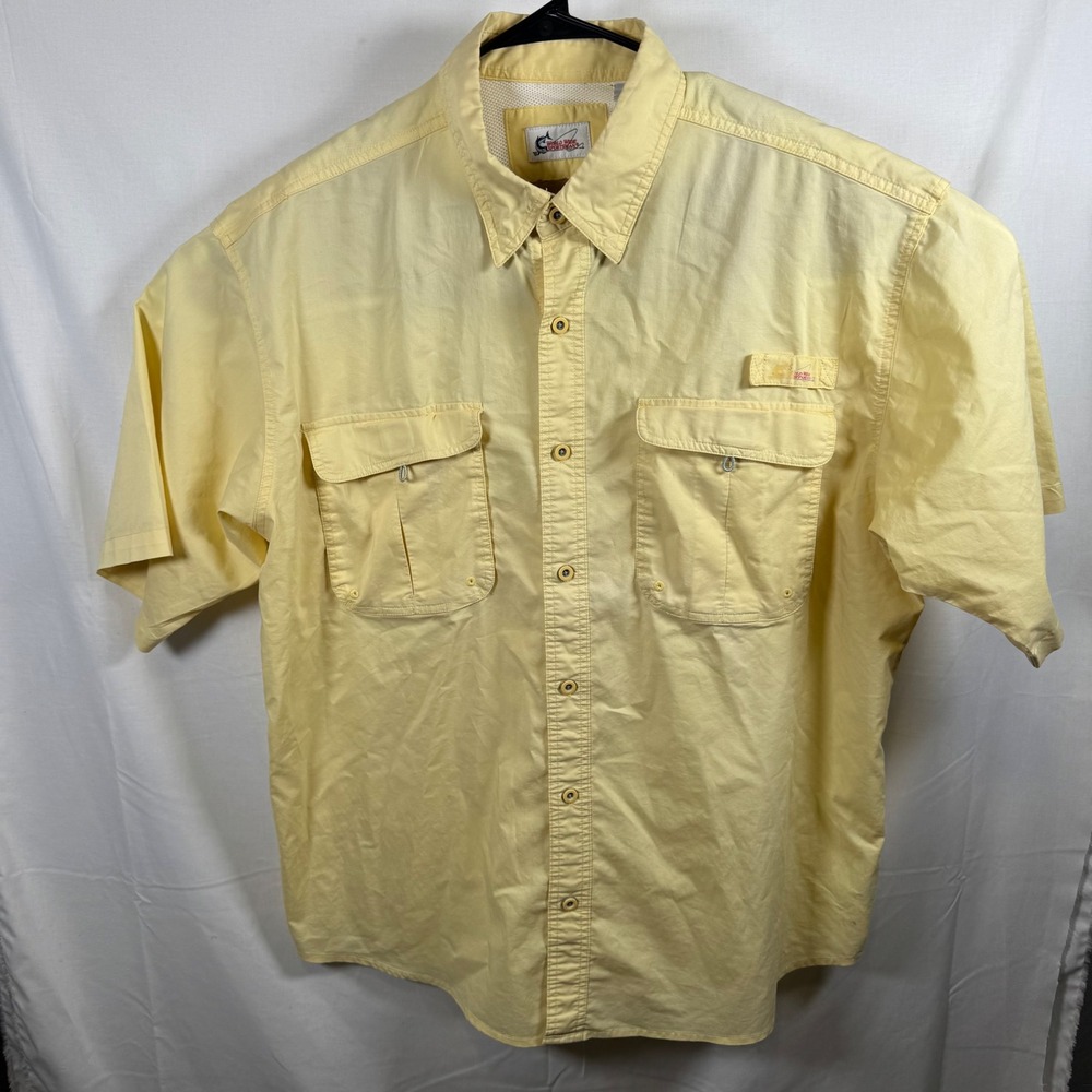 World Wide Sportsman Fishing Shirt Mens XL Yellow Short Sleeve WW18079‎ Utility